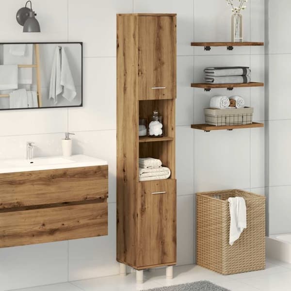 vidaXL Badrumsskåp ek 30x30x179 cm konstruerat trä