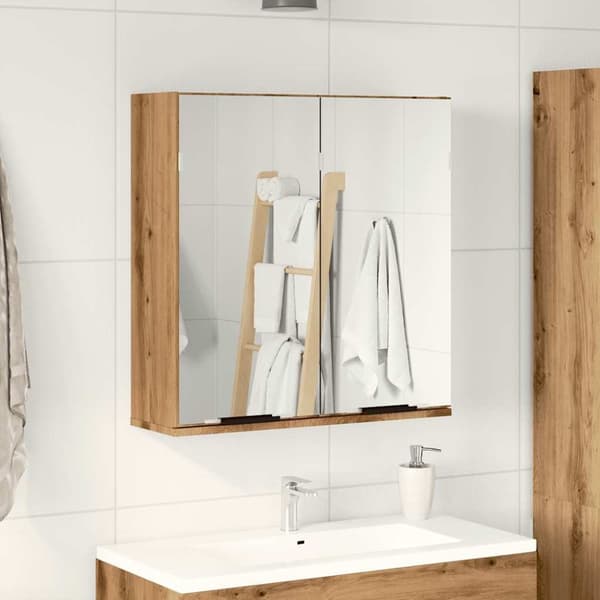 vidaXL Spegelskåp för badrum ek 64x20x66,5 cm konstruerat trä