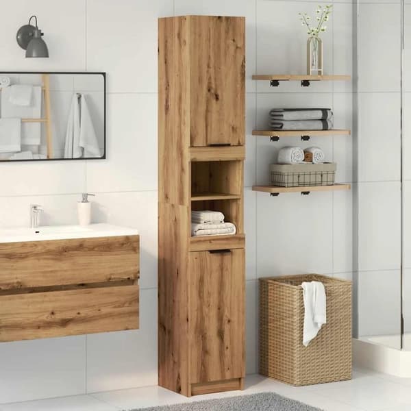 vidaXL Baderomsskap artisan eik 32x34x188,5 cm konstruert tre