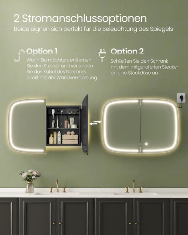 Mirror kabinet - med blæk -sort belysning