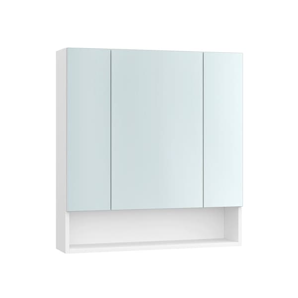 Badrumsskåp - med 3 dörrar - 16,5 × 70 × 75 cm - Wolkwit