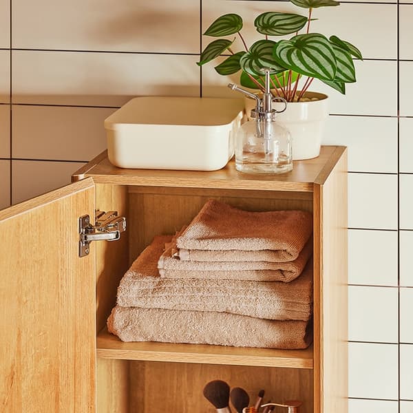 Rootz Højt badeværelsesskab - Lodret opbevaring - Pladsbesparende skab - Vægmonteret design - 35x120x30cm