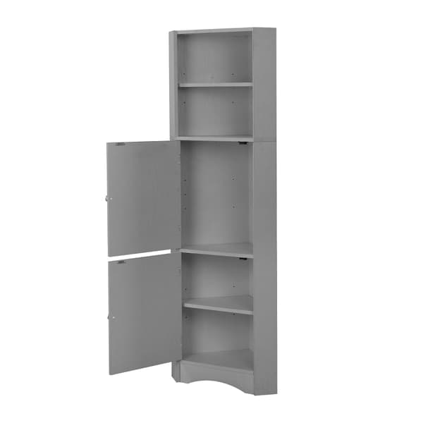 Rootz Hjørnebadeværelsesskab - Opbevaringsskab - Pladsbesparende hylde - Vandtæt og fugtbestandig - 36,5L x 36,5W x 155H cm