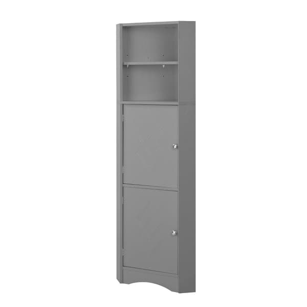 Rootz Hjørnebadeværelsesskab - Opbevaringsskab - Pladsbesparende hylde - Vandtæt og fugtbestandig - 36,5L x 36,5W x 155H cm