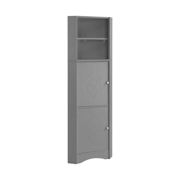 Rootz Hjørnebadeværelsesskab - Opbevaringsskab - Pladsbesparende hylde - Vandtæt og fugtbestandig - 36,5L x 36,5W x 155H cm