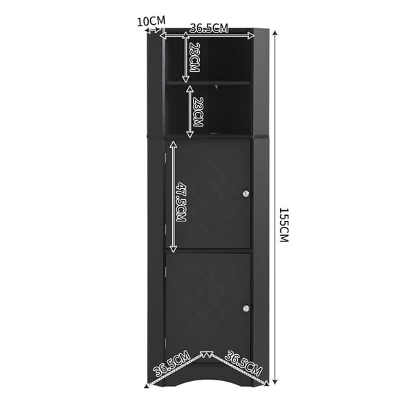 Rootz Hjørneskab - Badeværelsesopbevaring - Justerbar hylde - Fugtbestandig - 36,5L x 36,5W x 155H cm