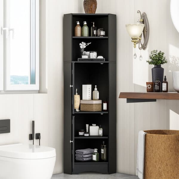 Rootz Hjørneskab - Badeværelsesopbevaring - Justerbar hylde - Fugtbestandig - 36,5L x 36,5W x 155H cm