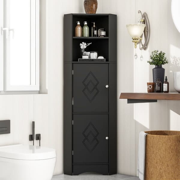 Rootz Hjørneskab - Badeværelsesopbevaring - Justerbar hylde - Fugtbestandig - 36,5L x 36,5W x 155H cm
