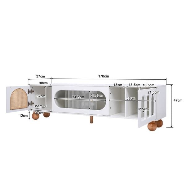 Rootz tv-skab - Mediekonsol - Underholdningscenter - Moderne design - 170L x 47W x 37H cm