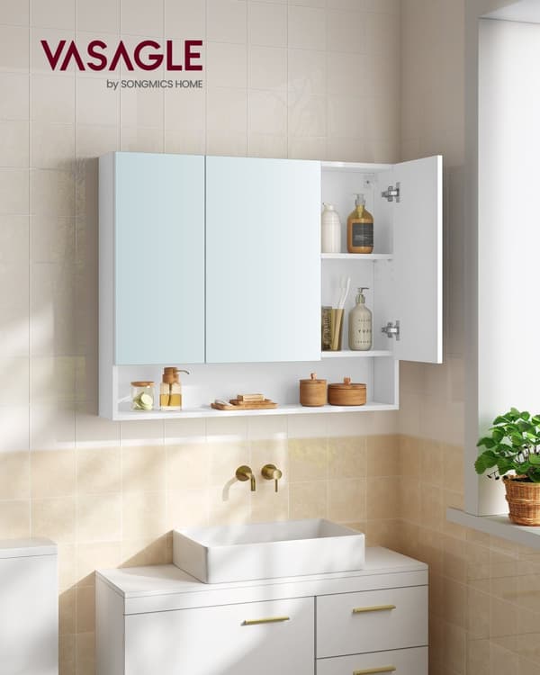 Kylpyhuonekalusteet - 3 ovella - 16,5 × 90 × 75 cm - Wolkwit