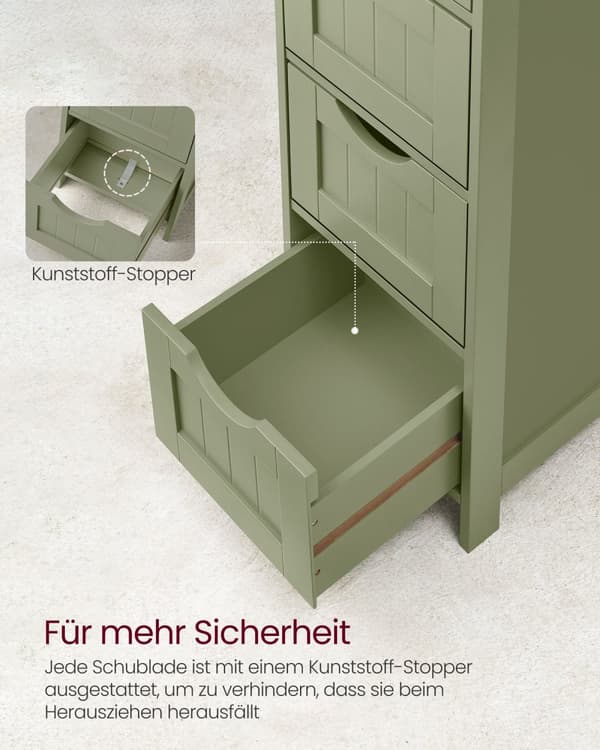 Badrumsskåp - 4 lådor - 30 × 30 × 82 cm - Laurel Green