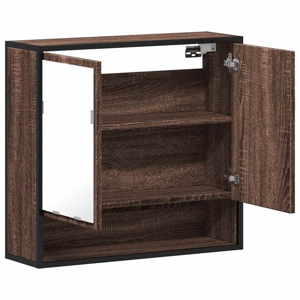 vidaXL Baderomsskap med speil brun eik 65x20x60 cm konstruert tre