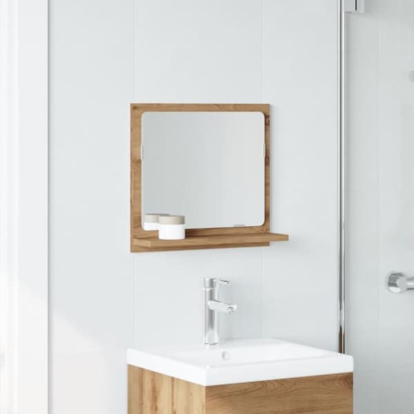 vidaXL Baderomshylle med speil artisan eik 40x11x37 cm konstruert tre