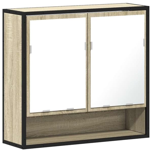 vidaXL badeværelsesskab m. spejl 65x20x60 cm konstrueret træ sonoma-eg