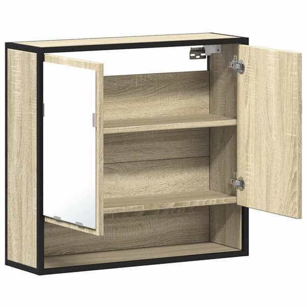 vidaXL badeværelsesskab m. spejl 65x20x60 cm konstrueret træ sonoma-eg