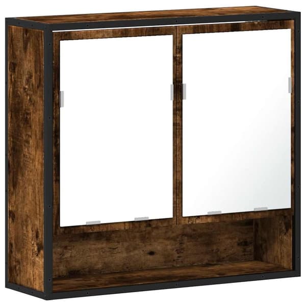 vidaXL badeværelsesskab + spejl 65x20x60 cm konstrueret træ røget eg