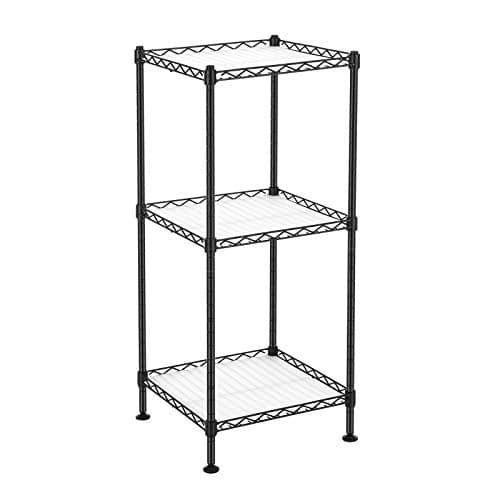 Badrumshylla - skåp - metallställ - 3 nivåer - 30 x 30 x 73 cm - svart