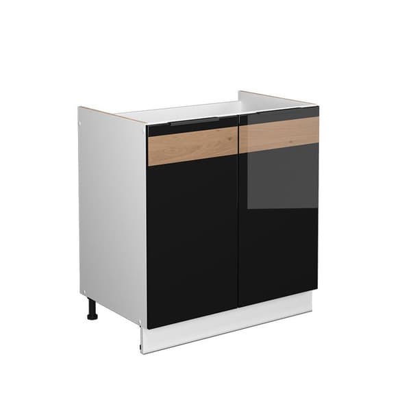 Fame-Line enkel underdel, 80x82cm utan PT, blank svart/vit ek, Vit, Vicco