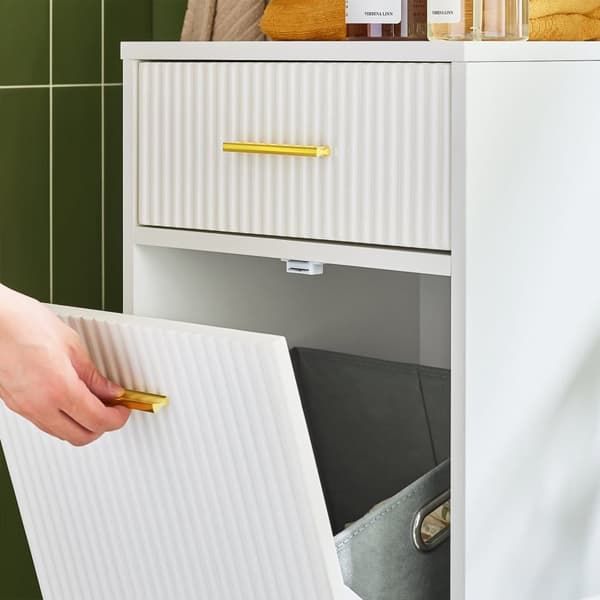 SoBuy Kylpyhuonekaappi pesukorilla Pyykkikaappi BZR180-W