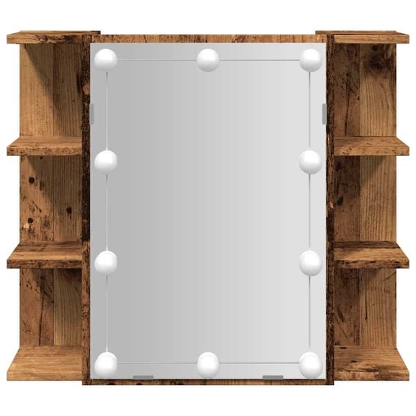 vidaXL Speilskap med LED gammelt tre 70x16,5x60 cm