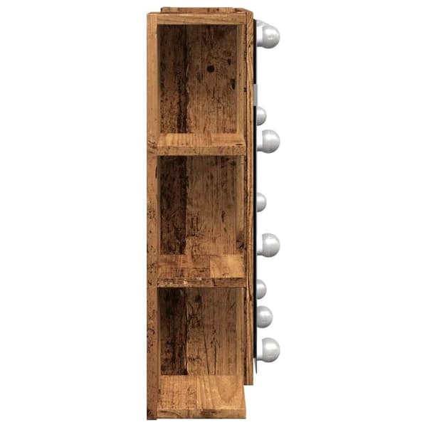 vidaXL Speilskap med LED gammelt tre 70x16,5x60 cm