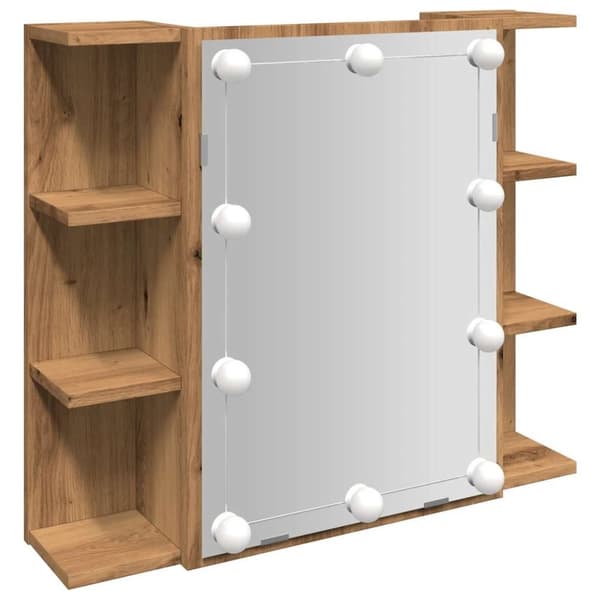 vidaXL Speilskap med LED artisan eik 70x16,5x60 cm