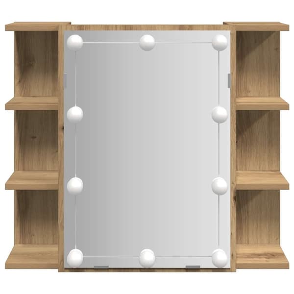 vidaXL Speilskap med LED artisan eik 70x16,5x60 cm