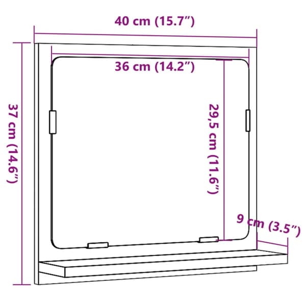 vidaXL Spegelskåp för badrum åldrat trä 40x11x37 cm konstruerat trä
