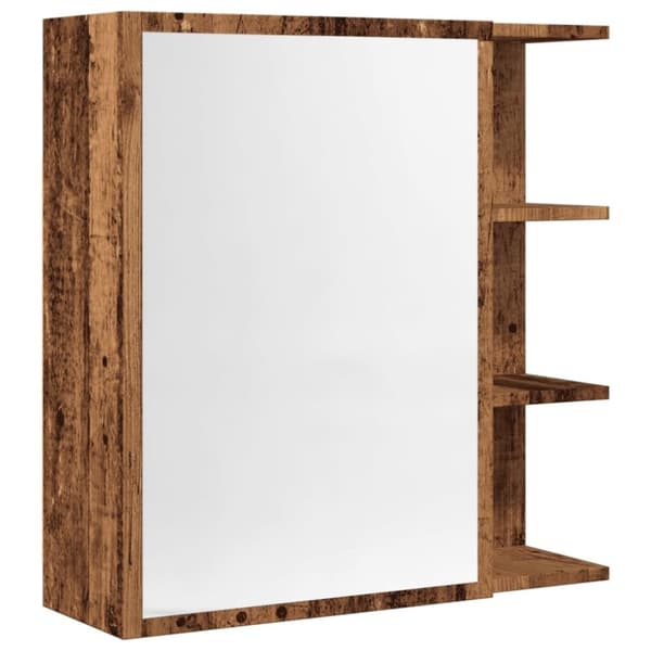 vidaXL Spegelskåp för badrum åldrat trä 62,5x20,5x64cm konstruerat trä