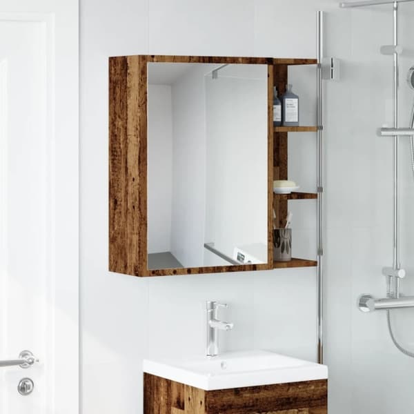 vidaXL Speilskap til baderom gammelt tre 62,5x20,5x64cm konstruert tre