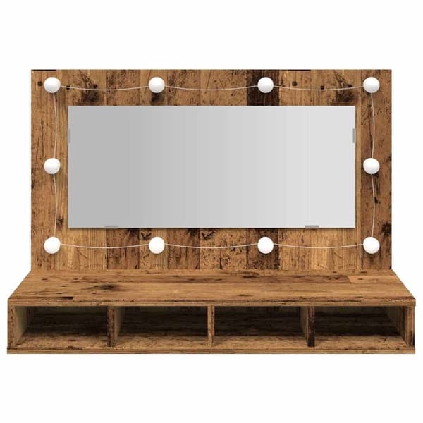 vidaXL Peilikaappi LED-valoilla vanhaa puuta 390x31,5x62 cm