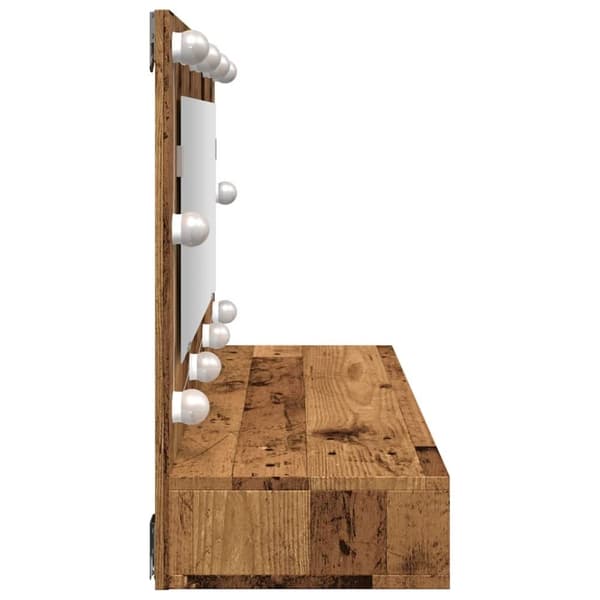 vidaXL Peilikaappi LED-valoilla vanhaa puuta 390x31,5x62 cm