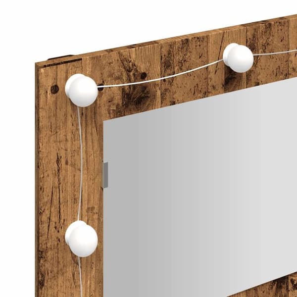 vidaXL Peilikaappi LED-valoilla vanhaa puuta 390x31,5x62 cm