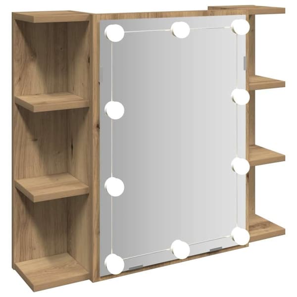 vidaXL spejlskab med LED-lys 70x16,5x60 cm kunsteg