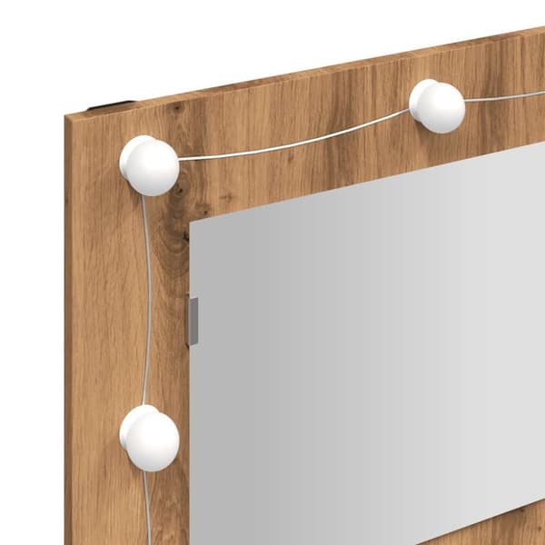 vidaXL spejlskab med LED-lys 90x31,5x62 cm kunsteg