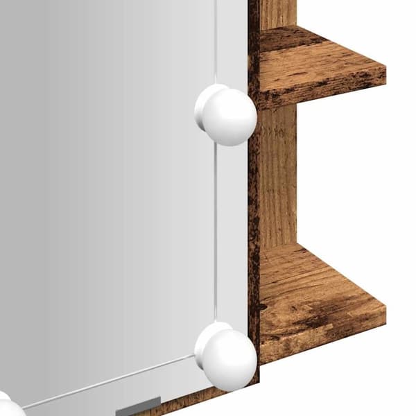 vidaXL spejlskab med LED-lys 70x16,5x60 cm gammelt træ-look