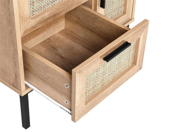 Badeværelsesskab Light Wood Chipboard Rattan Front Wicker 60 x 60 cm Boho Design