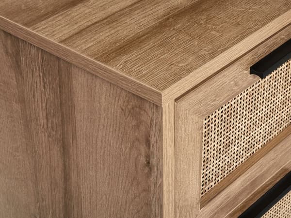 Badeværelsesskab Light Wood Chipboard Rattan Front Wicker 60 x 60 cm Boho Design