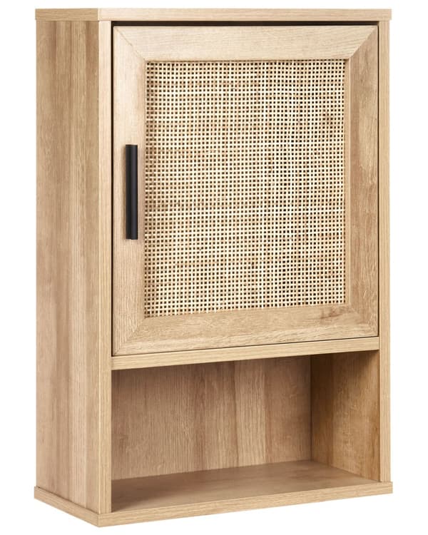 Badeværelsesskab Lyst træ Spånplade Rattan Front Fletning 40 x 60 cm Boho Design