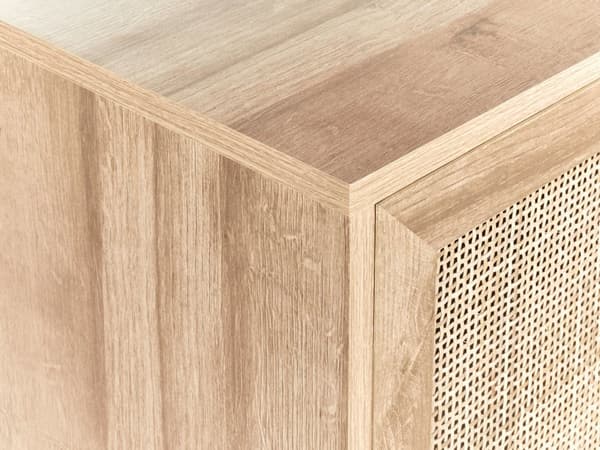 Badeværelsesskab Light Wood Chipboard Rattan Front Wicker 60 x 60 cm Boho Design