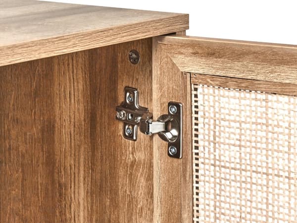Badeværelsesskab Light Wood Chipboard Rattan Front Wicker 60 x 60 cm Boho Design