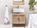 Miniatyrbillede 2 af 11: Badeværelsesskab Light Wood Chipboard Rattan Front Wicker 60 x 60 cm Boho Design