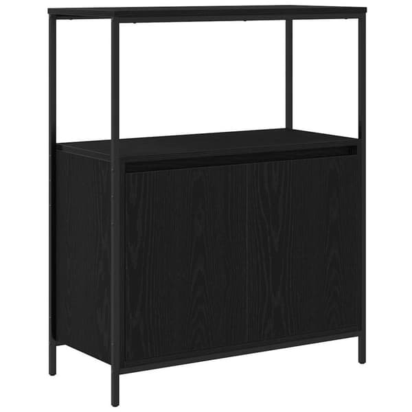Badrumsskåp med hyllor svart ek 76,5x35x95 cm