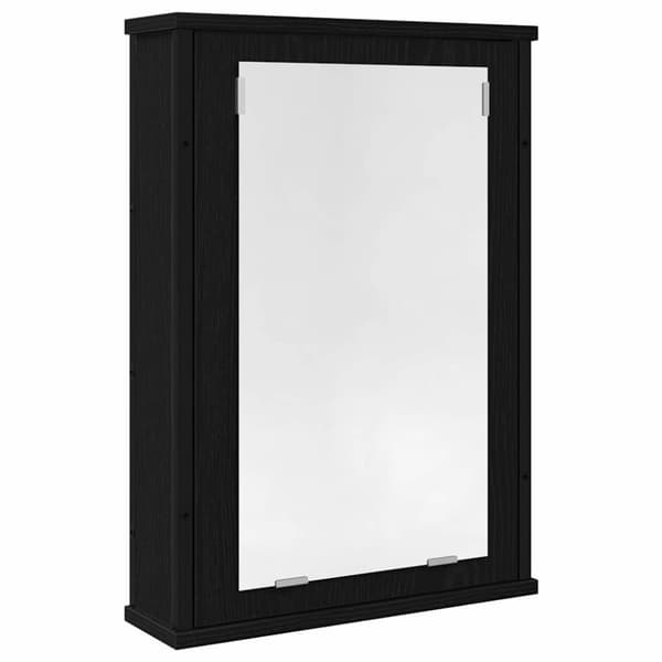 Spegelskåp för badrum svart ek 42x12x60 cm konstruerat trä