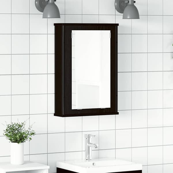 Spegelskåp för badrum svart ek 42x12x60 cm konstruerat trä