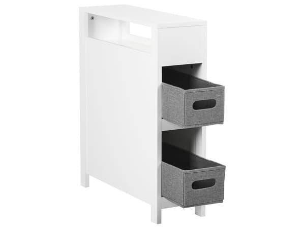 Badeværelsesskab hvid MDF 20 x 70 cm med kurveopbevaring smal