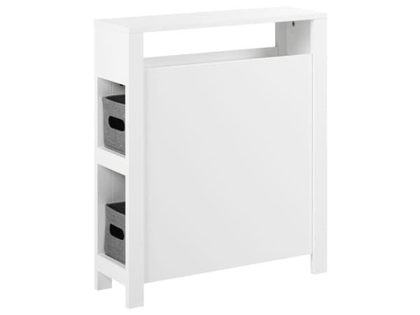 Badeværelsesskab hvid MDF 20 x 70 cm med kurveopbevaring smal