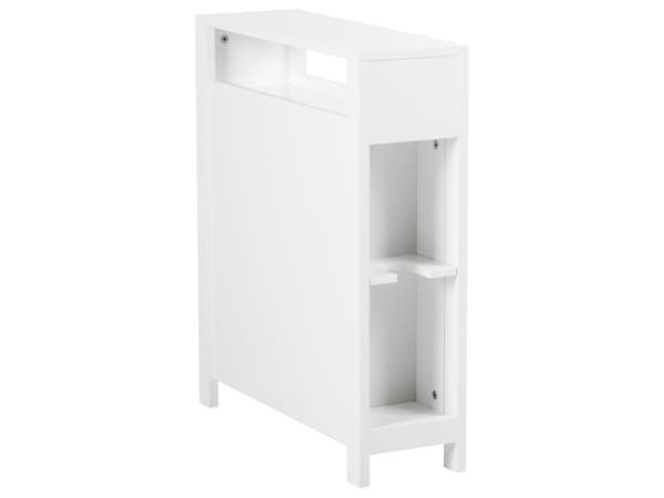 Badeværelsesskab hvid MDF 20 x 70 cm med kurveopbevaring smal