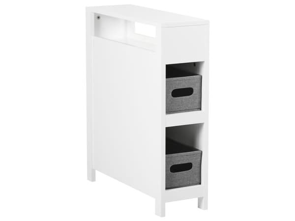 Badeværelsesskab hvid MDF 20 x 70 cm med kurveopbevaring smal