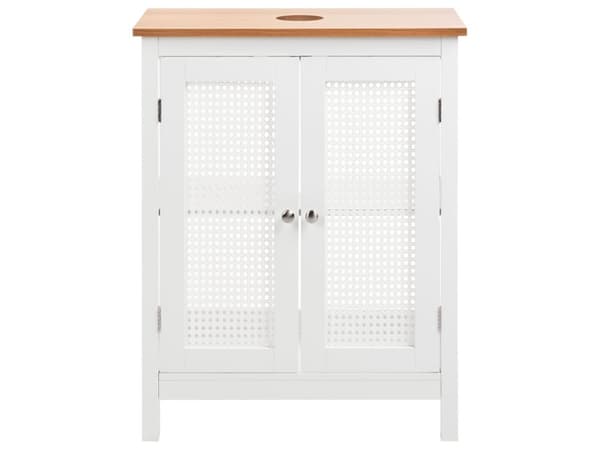 Skab under vasken hvid MDF 60 x 75 cm med hylder perforeret dør opbevaring moderne stil badeværelse
